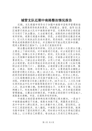 城管支队近期中南路整治情况报告