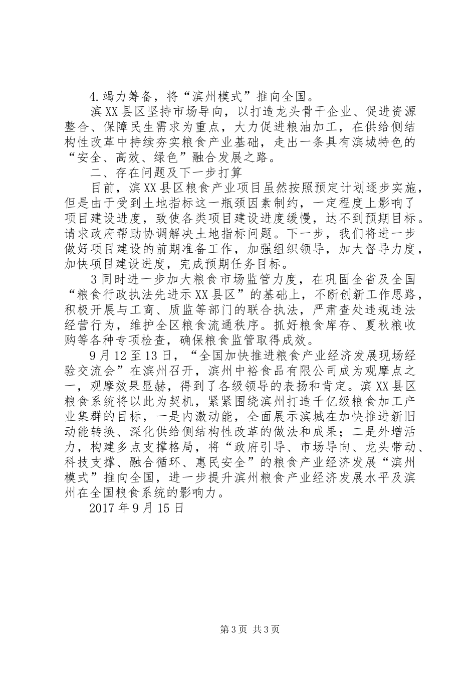 滨XX县区发展千亿级粮食产业集群汇报材料_第3页
