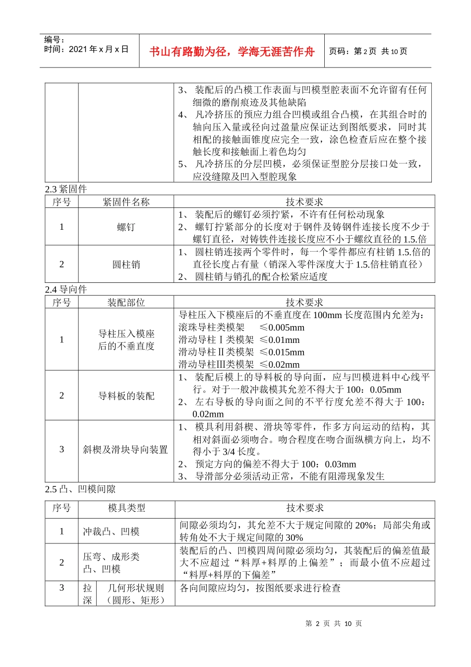 钳工操作规范(模具装配)_第2页