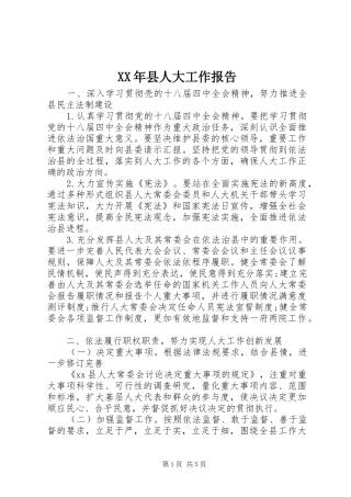 XX年县人大工作报告