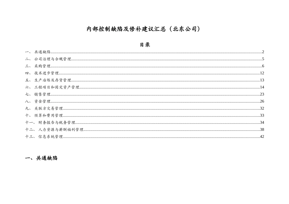 内部控制缺陷及修补建议汇总_第1页