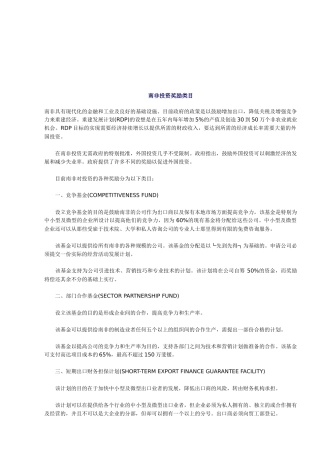 南非投资奖励类目介绍