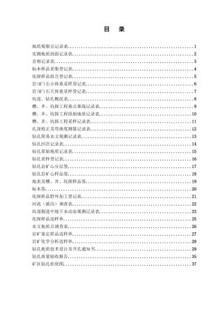 矿产调查及工程记录表格汇编