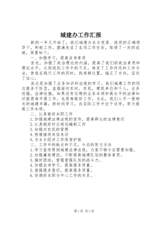 城建办工作汇报