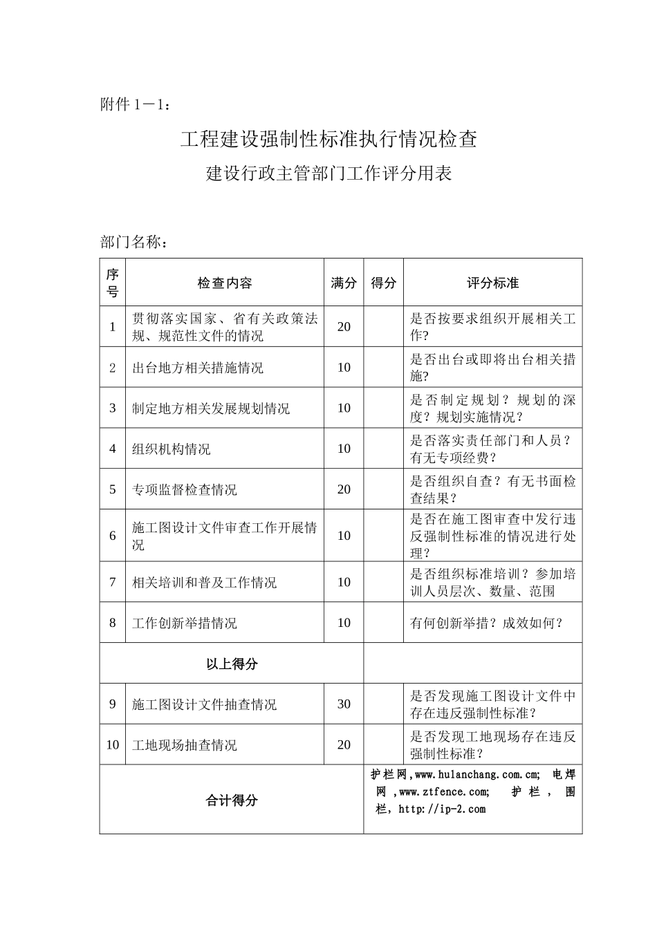 防护栏工程建设强制性标准执行情况检查_第1页
