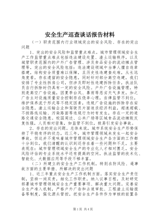 安全生产巡查谈话报告材料
