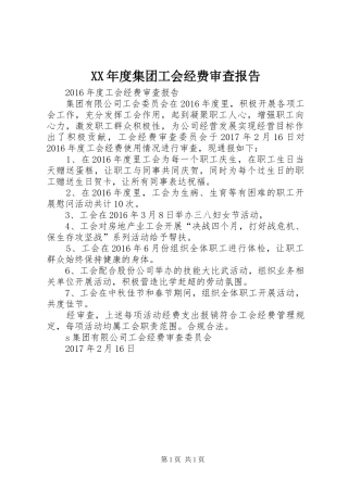 XX年度集团工会经费审查报告