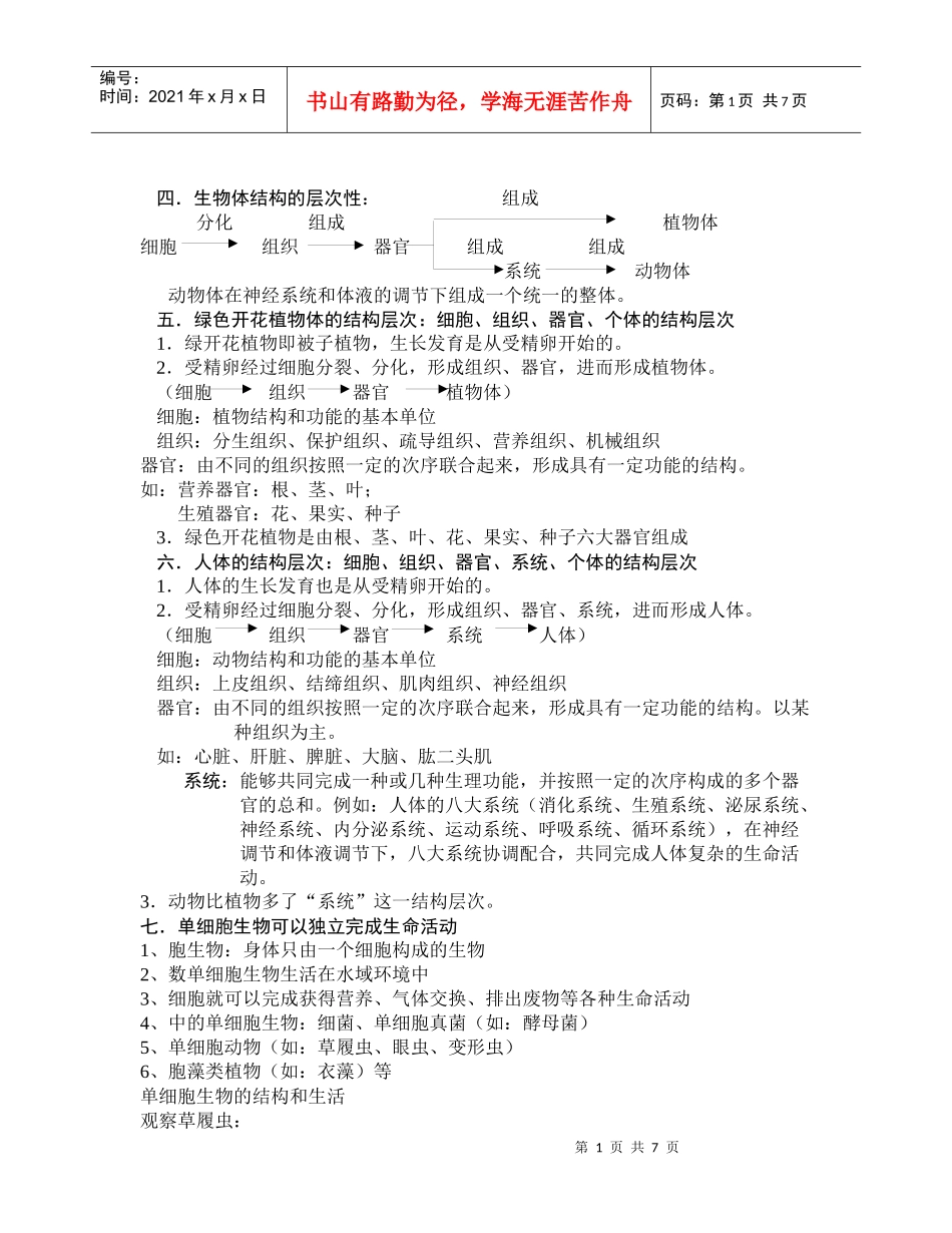 生物复习提纲(七上期末较全面)_第1页