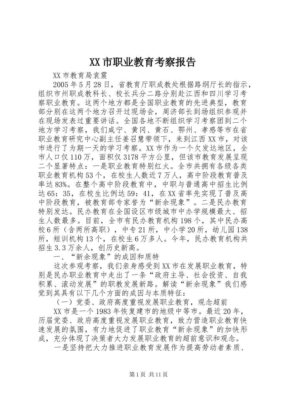 XX市职业教育考察报告_第1页