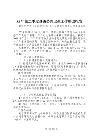 XX年第二季度县级公共卫生工作整改报告
