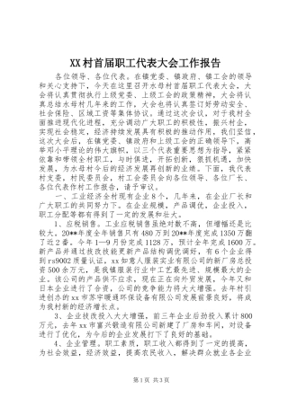 XX村首届职工代表大会工作报告