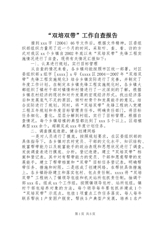 “双培双带”工作自查报告