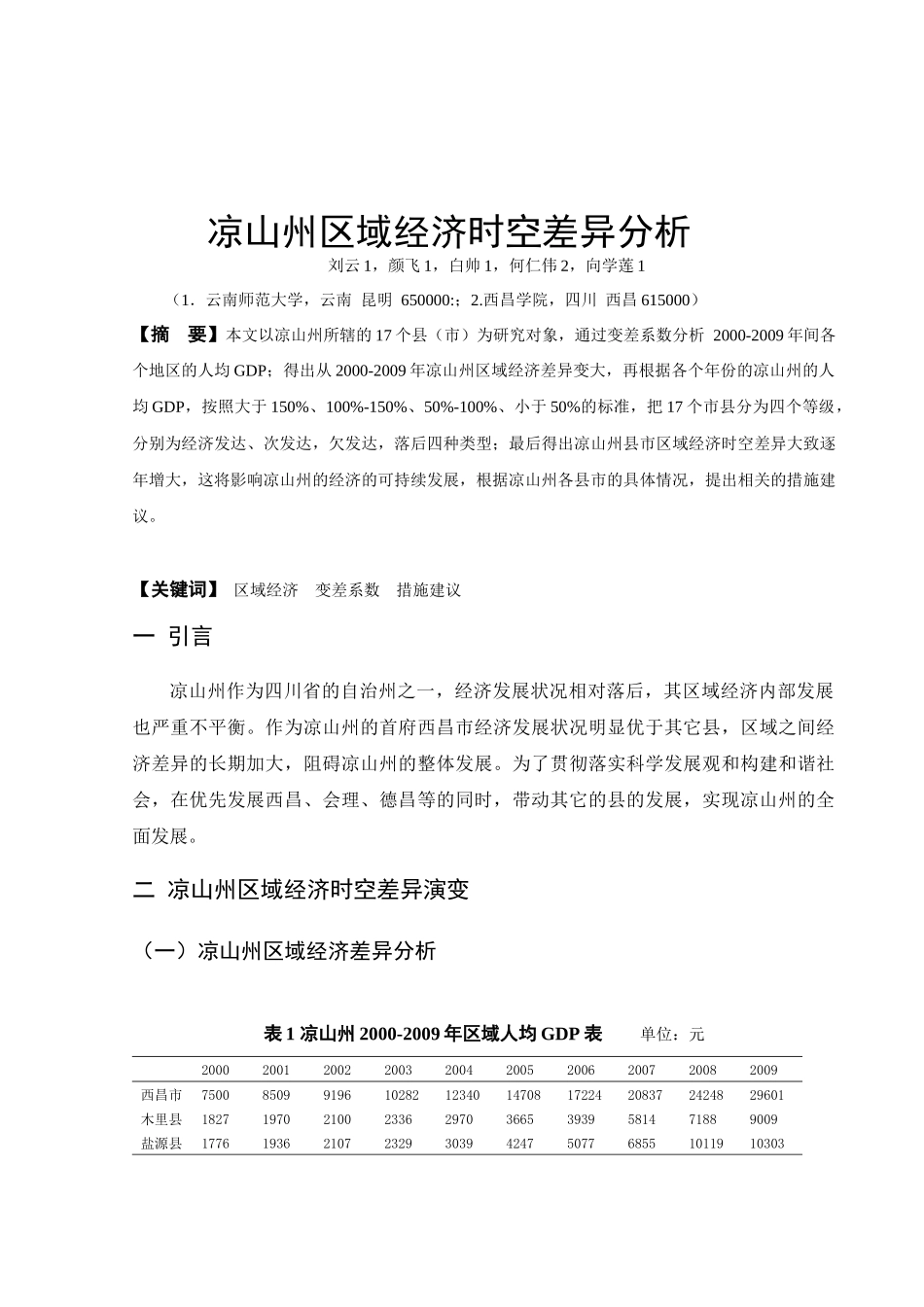 凉山州区域经济时空差异分析_第1页