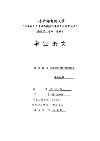 论知识经济时代的财务会计改革(3)