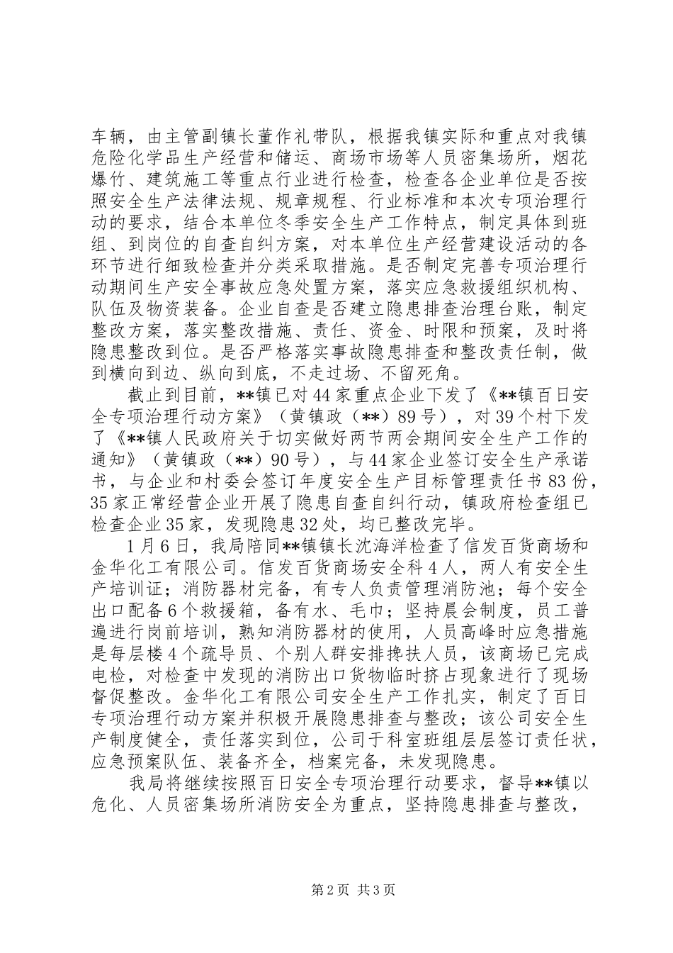 百日安全专项治理行动督导工作汇报_第2页