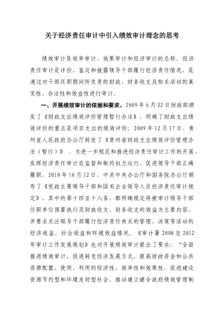 经责审中的绩效审计思考
