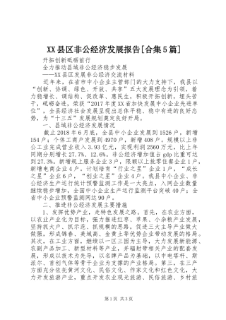 XX县区非公经济发展报告[合集5篇]