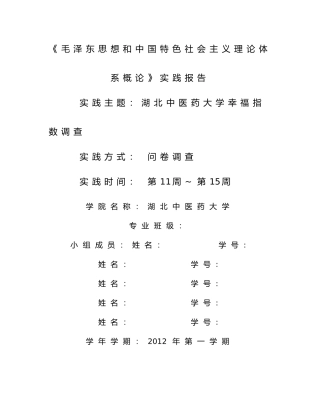 毛概社会调查报告大学生幸福指数调查