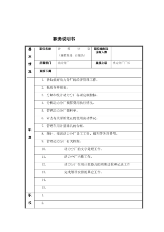 会计员岗位说明书