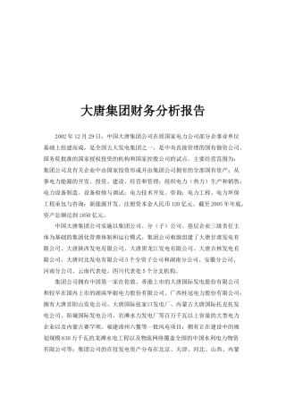 某大型集团财务分析报告
