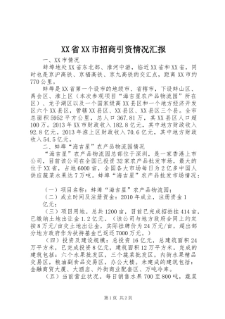 XX省XX市招商引资情况汇报