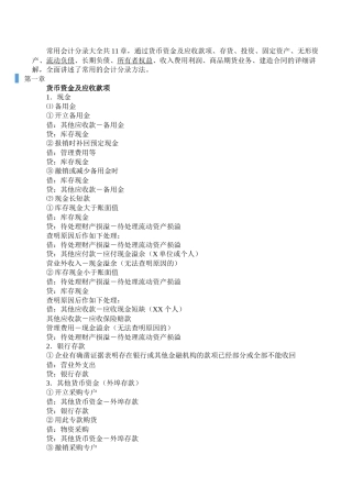 会计分录(纯分录)