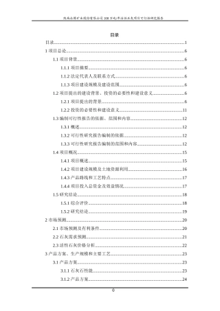 陕西永塬矿业股份有限公司年产100万吨活性项目可研报告