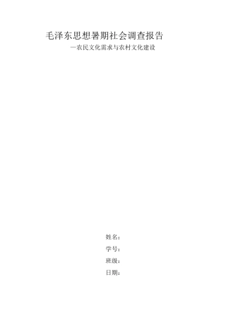 毛概寒假暑期社会调查报告6