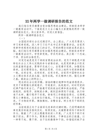 XX年两学一做调研报告的范文