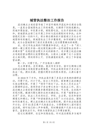 城管执法整治工作报告