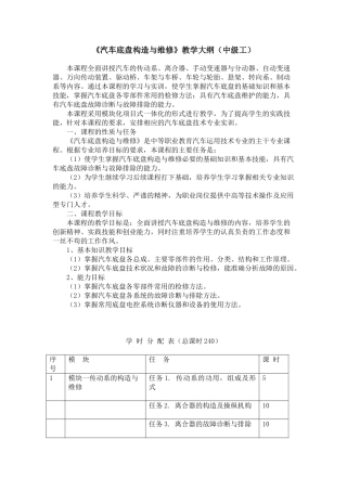 汽车底盘教学大纲(中级工)
