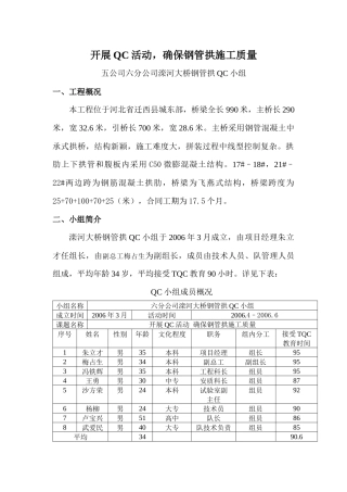 开展QC活动 确保钢管拱施工质量