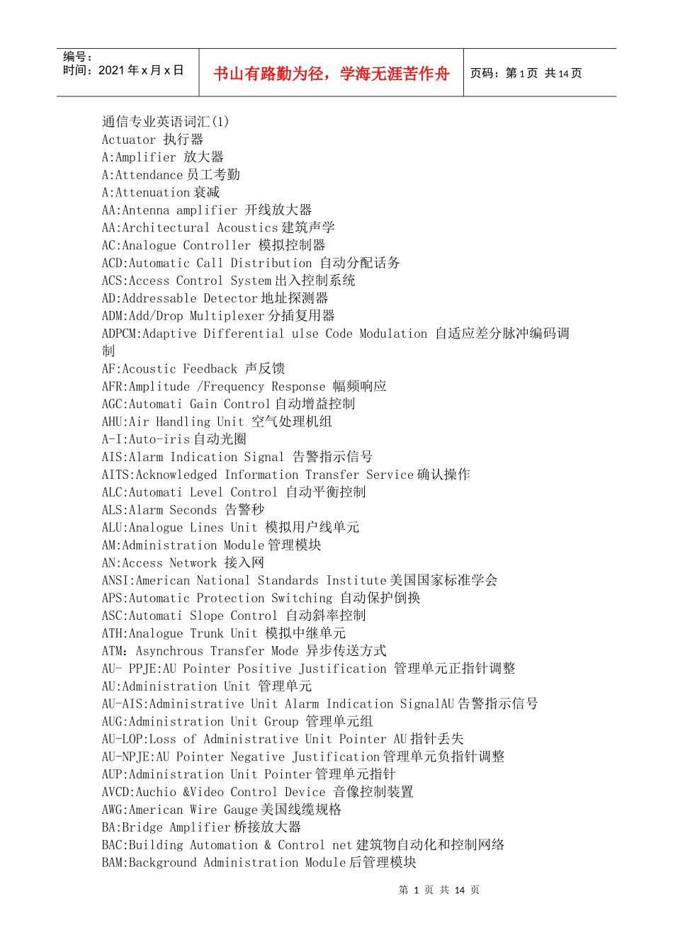 通信常用英语_第1页