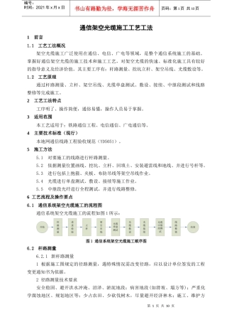 通信架空光缆施工工艺工法