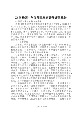 XX省杨园中学发展性教育督导评估报告