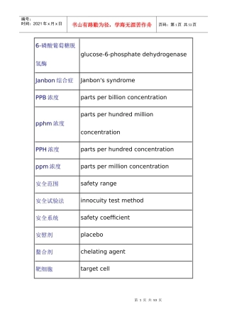 药理专业名词中英文对照