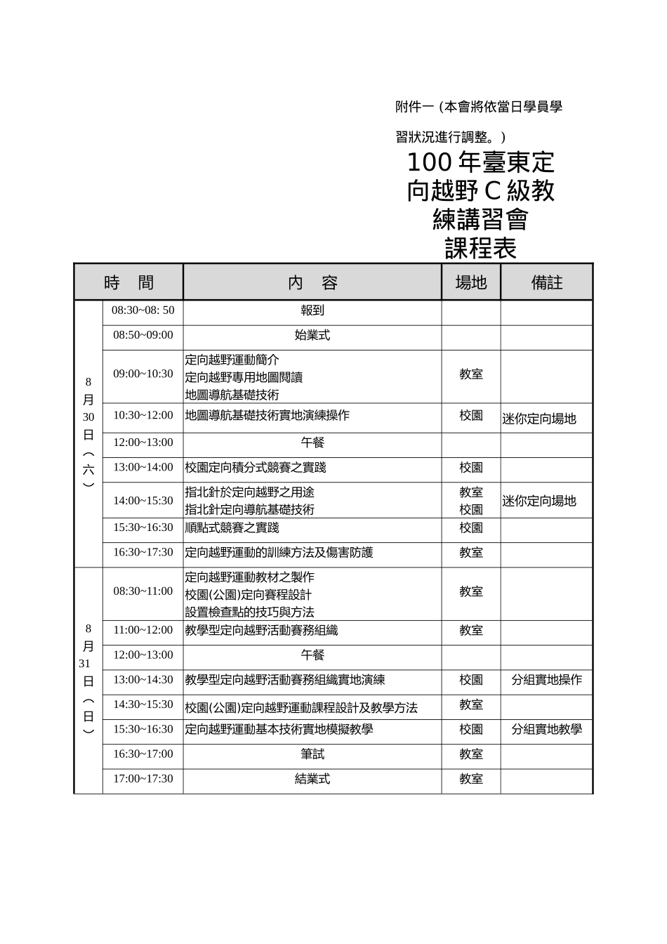 [] 九十三学年度大专院校定向运动C级教练讲习会计画书_第3页