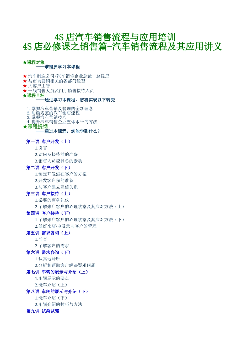 乐山市中考满分作文-4S店汽车销售流程与应用培训_第1页