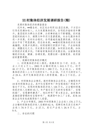 XX村集体经济发展调研报告(精)