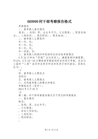 669999村干部考察报告格式