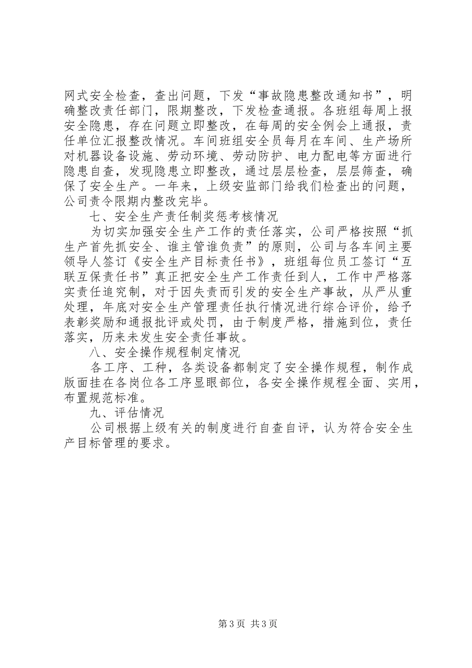 安全生产目标完成效果评估报告_第3页