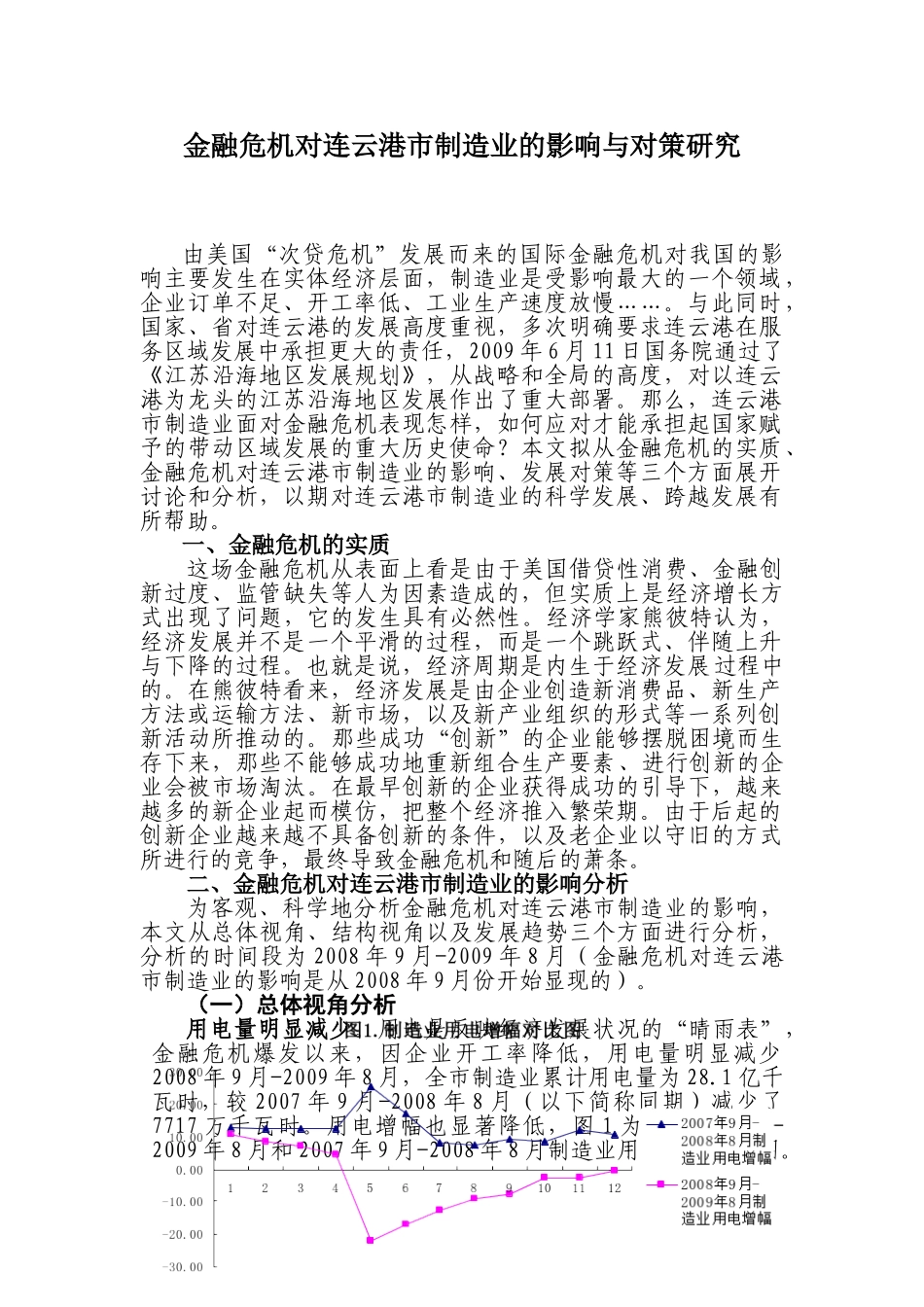 金融危机对连云港市制造业的影响与对策研究_第1页