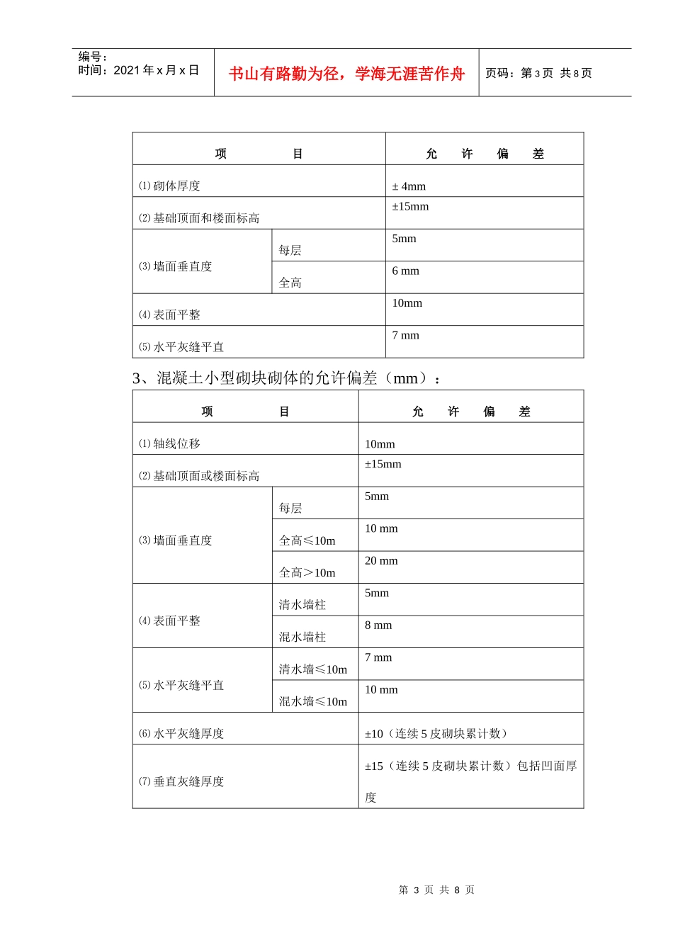 砌块工程施工质量标准与监理细则_第3页