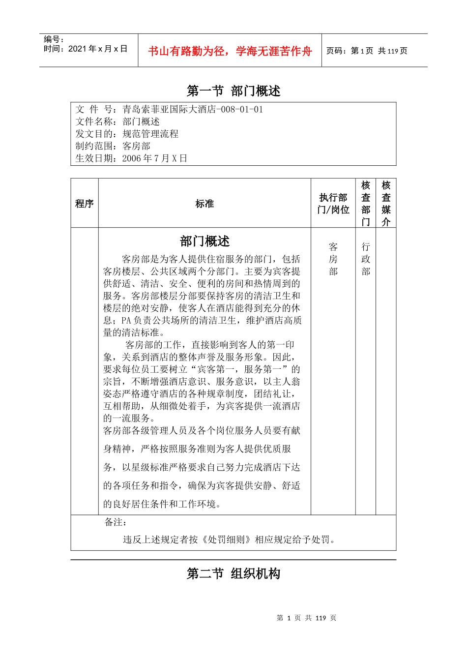 青岛索菲亚国际大酒店客房部标准流程_第1页