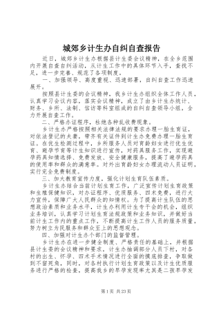 城郊乡计生办自纠自查报告