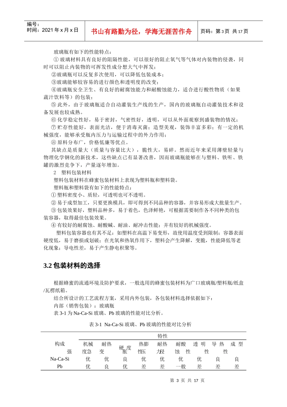 蜂蜜的包装工艺学课程设计_第3页