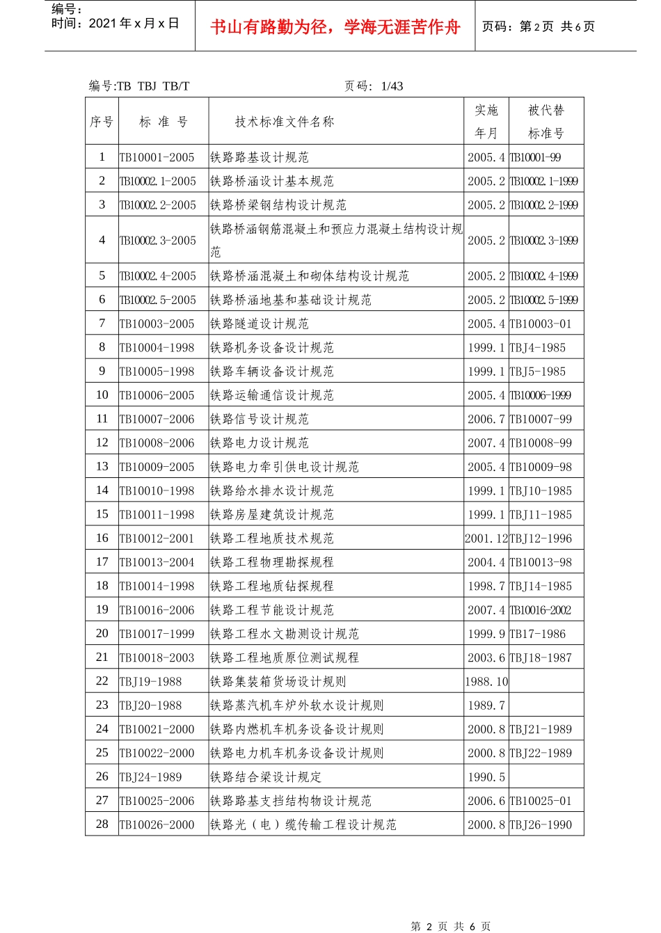 行业标准(铁路工程类TB_第2页