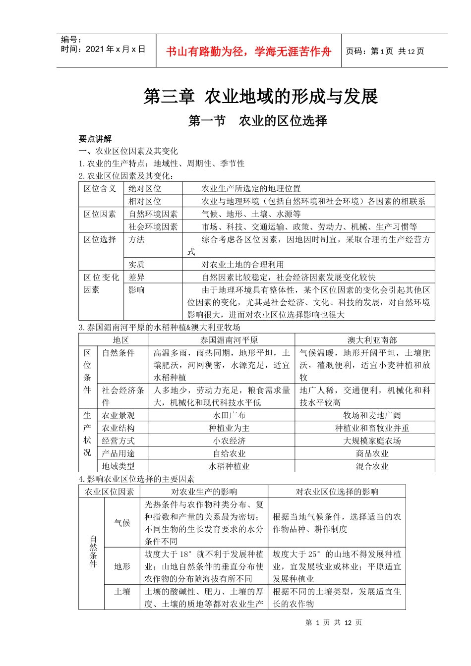 第三章农业地域的形成与发展_第1页