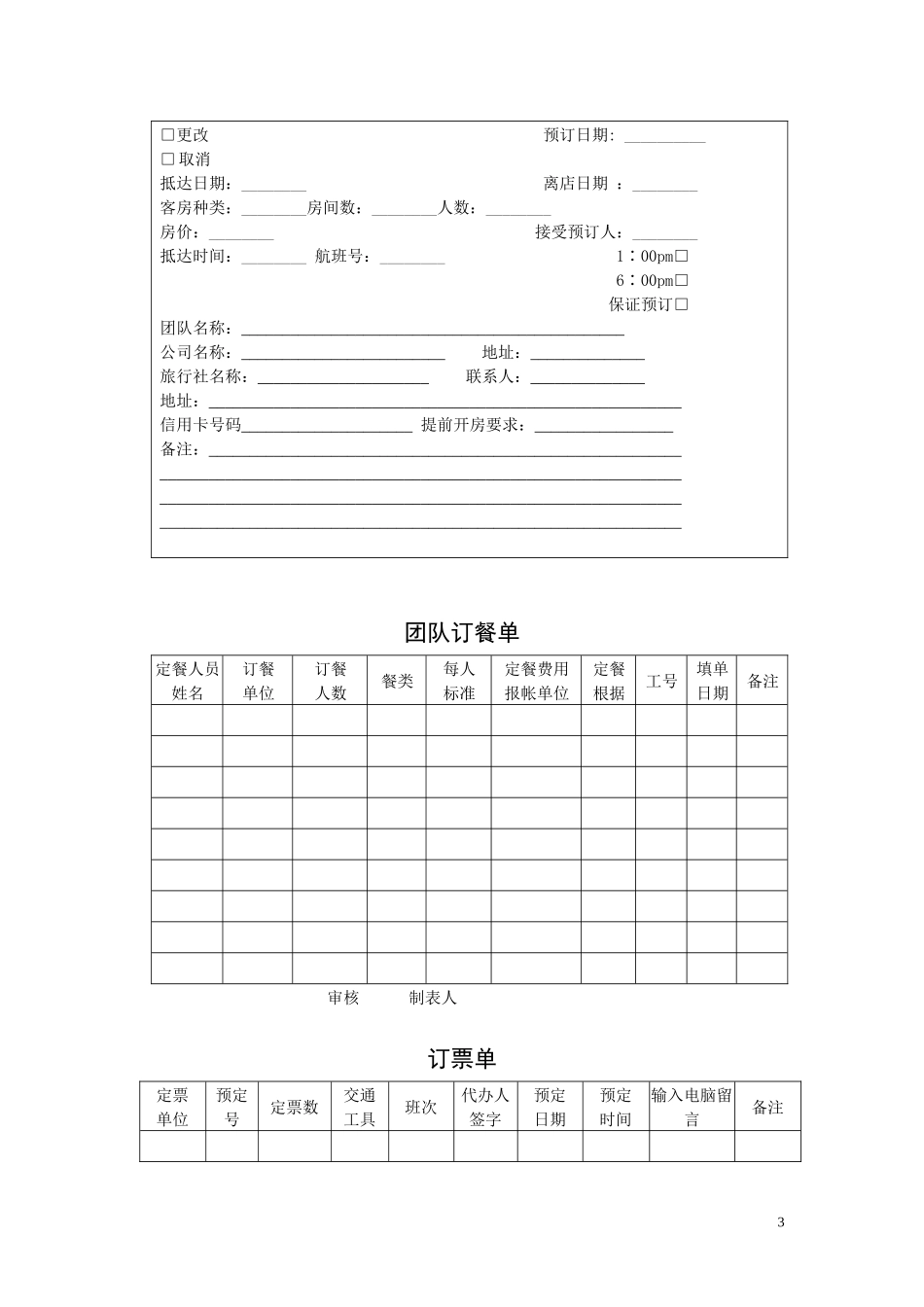 酒店实用表格全集_第3页