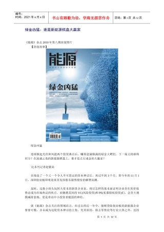 绿金凶猛：谁是新能源棋盘大赢家